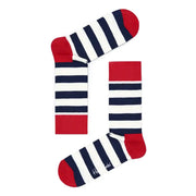 Assorted Patterned Socks Gift Box with red, white, and blue striped socks
