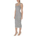 Striped sleeveless midi dress displayed in product listing for stylish summer wear