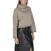 Beige striped turtleneck sweater for women, perfect for fall and winter styling