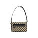 Striped woven shoulder bag with black accents showcasing elegant craftsmanship
