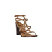 Brown studded leather high-heeled sandal displayed in the Brown Studded Heeled Sandal product