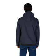 Dark navy suns men blue long hooded zip blazer with sleek modern design and subtle black trim for fall winter