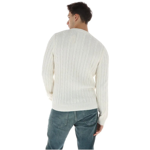 Superdry Pull en coton crème pour femme, à torsades et col rond, vue de face