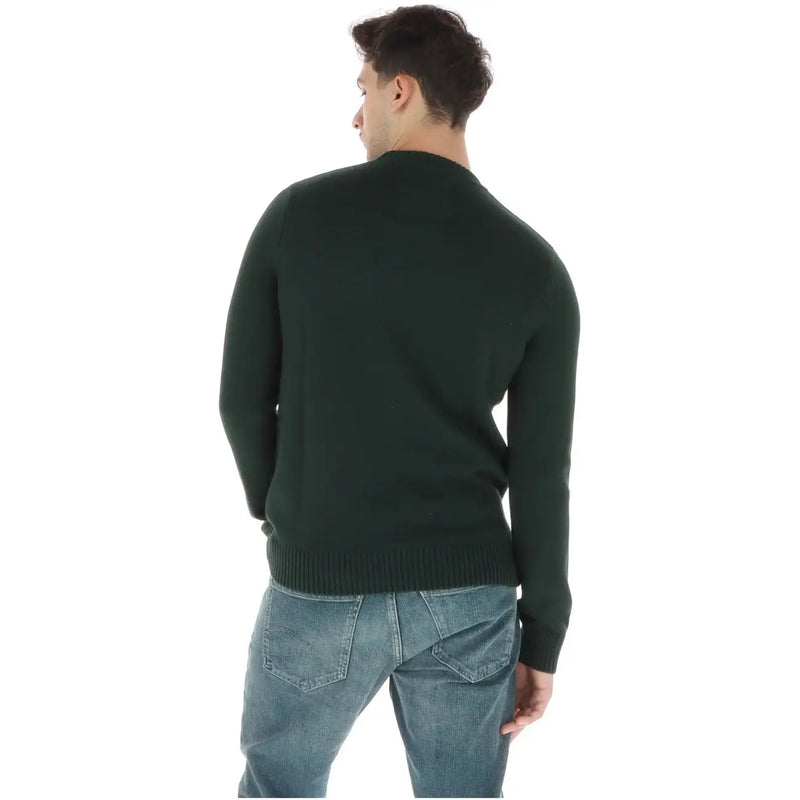 Superdry Pull en coton vert foncé pour homme, avec poignets et ourlet côtelés, vue de face