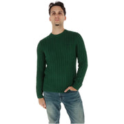 Superdry Pull en coton vert foncé pour homme, à motif torsadé et col rond côtelé, vue de face