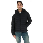Superdry Doudoune à capuche noire pour homme, fermeture éclair intégrale et poches zippées, vue de face