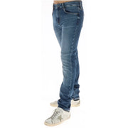 Superdry Jean bleu pour homme, coupe slim, délavage subtil et coutures classiques, vue de face