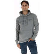 Sweat à capuche gris superdry & co. en molleton de coton bleu pour homme, confectionné dans un tissu doux et confortable.