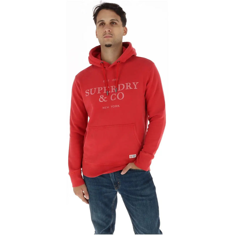 Superdry Sweat à capuche bleu en molleton de coton pour homme, orné du logo Superdry et autres marques rouges sur le devant