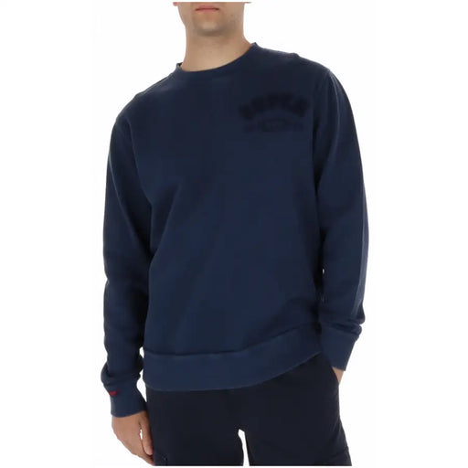 Superdry Sweat-shirt homme bleu en coton à col rond avec logo brodé foncé sur la poitrine, modèle m2014483a