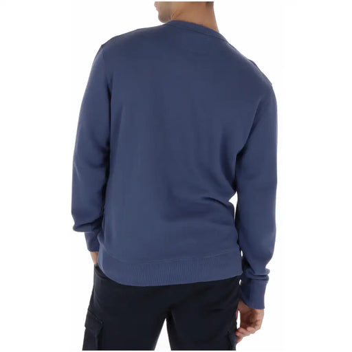 Sweat-shirt bleu marine en coton à col rond pour homme par Superdry vue de face du modèle imprimé M2014491A
