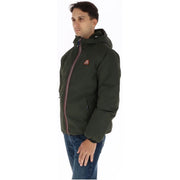 Superdry Blazer vert homme à capuche en polyester, style doudoune vert foncé, fermeture éclair rouge et blanche et logo