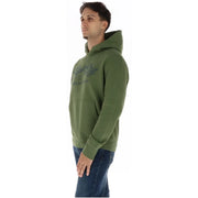 Superdry Sweat à capuche en molleton de coton vert pour homme, avec capuche vert olive et logo gris foncé délavé sur la poitrine.