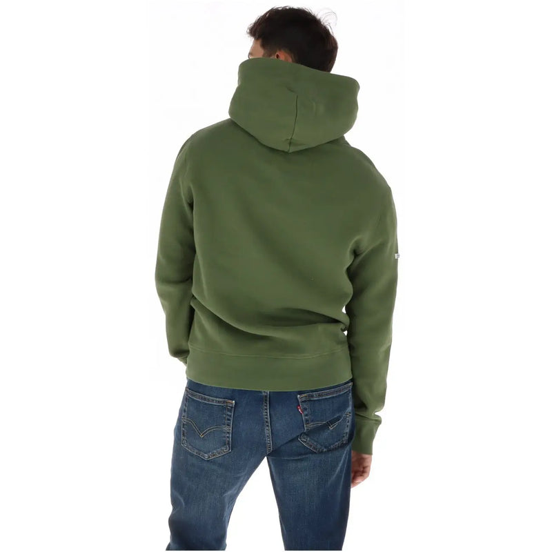 Superdry Sweat à capuche en coton vert olive pour homme, en molleton doux au toucher, avec logo discret sur la manche.