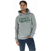 Superdry Sweat-shirt homme en molleton de coton vert avec capuche grise chinée ornée du logo SD&CO et de l'inscription « articles de sport ».