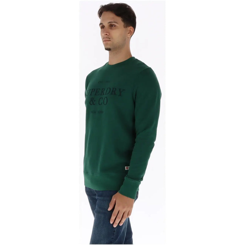 Superdry Sweat-shirt en coton vert pour homme avec logo Superdry & Co. vert foncé sur le devant