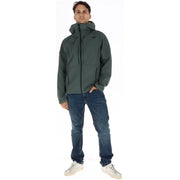 Superdry Blazer vert homme à capuche en polyester softshell avec fermeture éclair noire et logo discret sur la poitrine