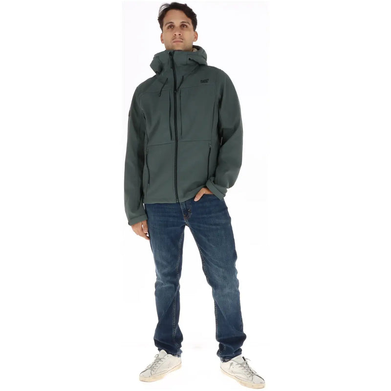 Superdry Blazer vert homme à capuche en polyester softshell avec fermeture éclair noire et logo discret sur la poitrine