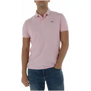 Un rose clair Superdry Polo homme à manches courtes et col classique, en coton, avec logo brodé sur la poitrine gauche
