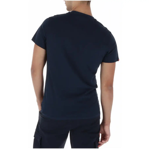 Superdry T-shirt homme bleu marine foncé à manches courtes et col rond, en coton, idéal pour une tenue décontractée.