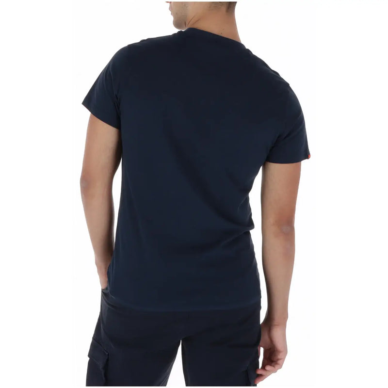 Superdry men t shirt in dark navy blue short sleeve round neck made of cotton for casual wear