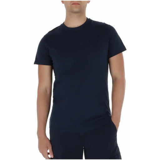 Superdry T-shirt homme bleu marine à manches courtes et col rond en coton, style décontracté, vue de face