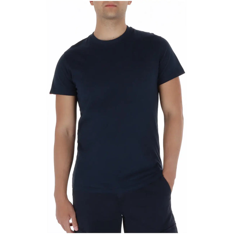 Superdry men t shirt navy blue short sleeve crew neck cotton casual wear front view