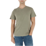Superdry men t shirt green olive cotton short sleeve with subtle ribbed hem and sleeve cuffs