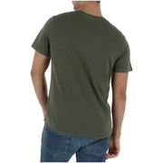 Superdry men t shirt green short sleeve cotton crew neck olive green casual wear front view