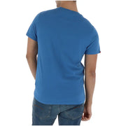 Superdry T-shirt homme bleu clair à manches courtes en coton, col rond et design simple pour une tenue décontractée