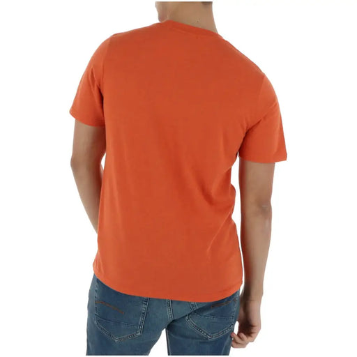 T-shirt orange Superdry pour homme, en mélange de coton, à manches courtes et col rond, idéal pour une tenue décontractée.
