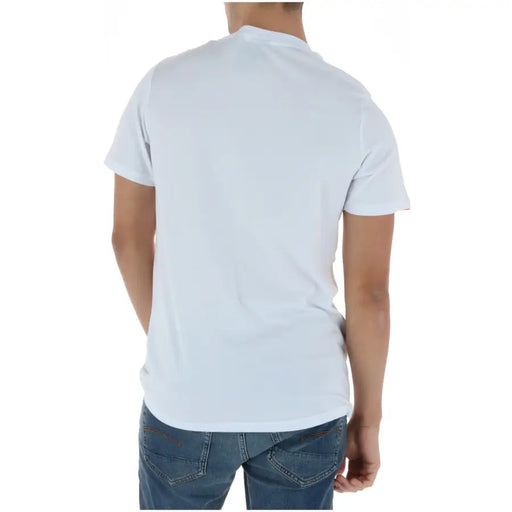 T-shirt homme Superdry en coton blanc, col rond simple et manches courtes, référence M1012212a, vue de face