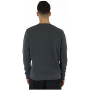 Superdry men’s grey printed long sweatshirt dark gray crewneck with ribbed cuffs and hem for casual wear