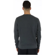 Superdry men’s grey printed long sweatshirt dark gray crewneck with ribbed cuffs and hem for casual wear