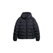Superdry Doudoune noire pour homme, matelassée et à capuche, vue de face