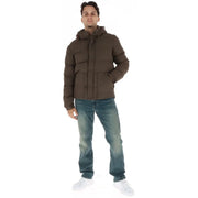 Superdry Doudoune marron pour homme avec capuche et poches avant, vue de face