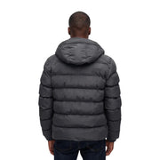 Superdry Doudoune homme gris foncé à coutures horizontales et capuche, vue de dos