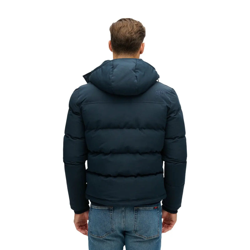 Superdry Doudoune Outdoor Everest pour homme, bleu marine foncé, matelassée et à capuche, vue de face