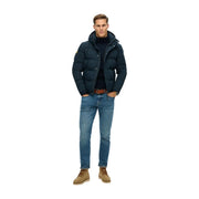 Superdry Doudoune Outdoor Everest pour homme, bleu marine foncé, à capuche et matelassée, vue de face