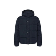 Superdry Doudoune premium à capuche pour homme, bleu marine foncé, avec empiècements matelassés et capuche, vue de face