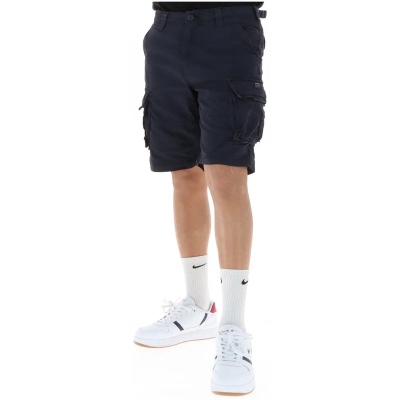 Superdry Short pour homme bleu marine foncé, à poches multiples et passant de ceinture, vue de face