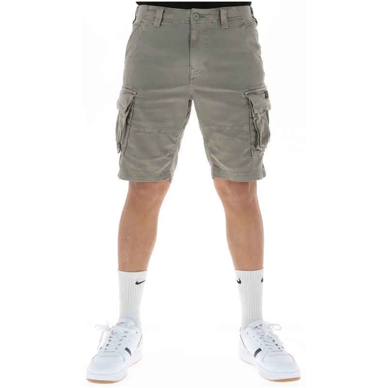 Superdry Short kaki pour homme, à poches cargo multiples et fermeture boutonnée, vue de face