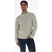 Superdry Pull en laine pour femme couleur crème, à torsades, maille tressée et motif losanges, vue de face