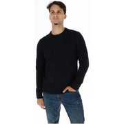 Superdry Pull en laine noire pour homme, à maille texturée, vue de face