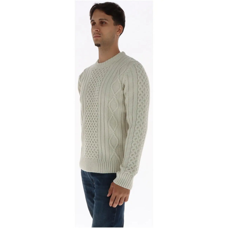 Superdry Pull en laine pour femme couleur crème, à torsades, motifs losanges et côtes, vue de face