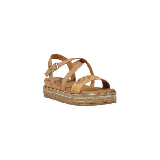Tan Leather Platform Sandal showcasing a stylish tan platform sandal on a white background