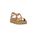 Tan Leather Platform Sandal showcasing a stylish tan platform sandal on a white background