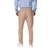 Tan striped trousers from Gianni Lupo featuring laces and pockets for men
