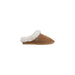 Tan suede slipper with white faux fur trim from Emu Australia Women’s Leather Shoes