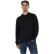 Timberland Polo en coton noir pour homme, col classique et patte de boutonnage, vue de face